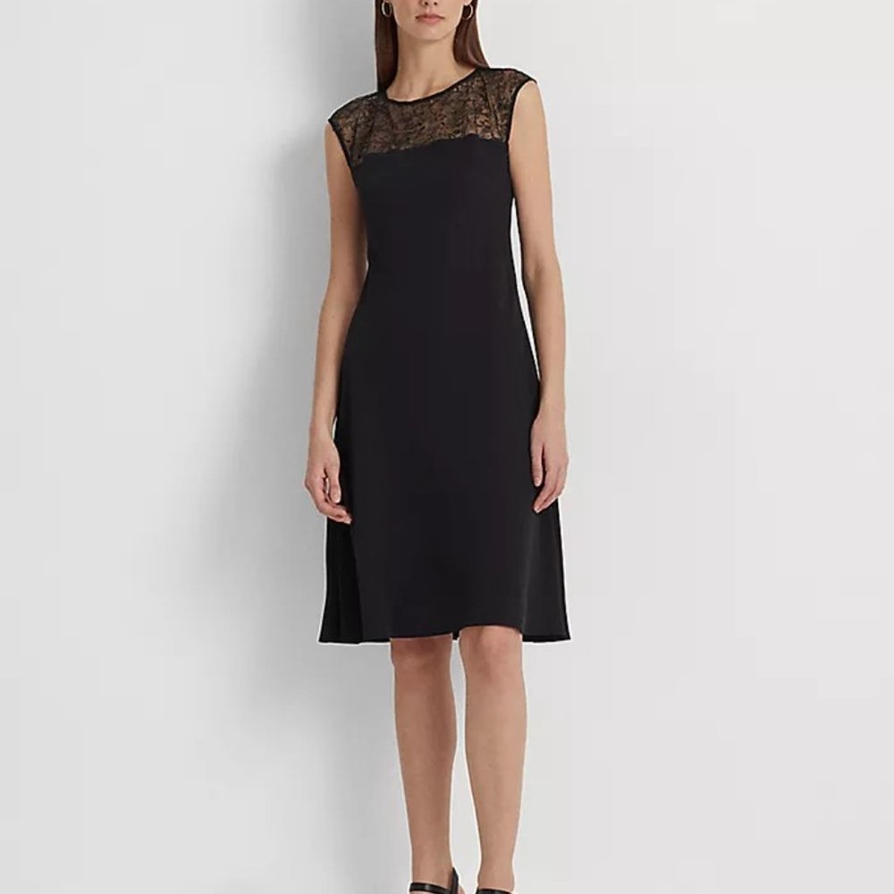 Lauren Ralph Lauren Women's Beaded Georgette Cocktail Dress, New w/ tags